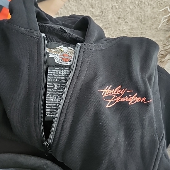 Harley-Davidson Women's Sleeveless Black Hooded Zip Up Vest Size M - Picture 2 of 6